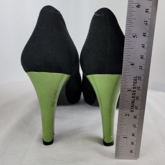 Hester Van Eeghen Black Suede Pumps with Green Heels Women's EU 38 US Size 7.5 - Picture 5 of 7